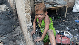Aftermath of fire at slum area in Quezon City, the Philippines