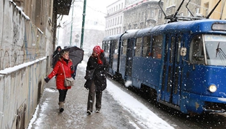 Snowfall hits Sarajevo, Bosnia and Herzegovina