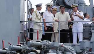 Philippines' Duterte visits Russian warship in Manila