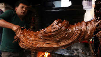 Sweet food Molasses prepared for festival and winter season by Nepalese