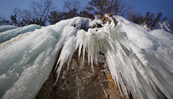 Icefall scenery at Guanmen mountain scenic spot in NE China