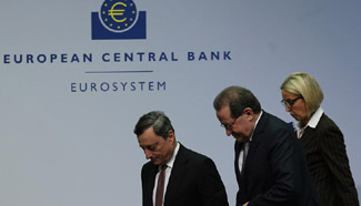 European Central Bank president attends press conference in Frankfurt