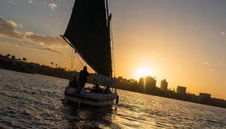 Scenery of sunset glow on Nile River near Cairo