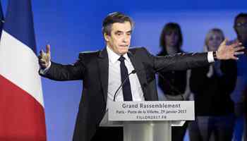 French presidential candidate Fillon delivers speech in Paris