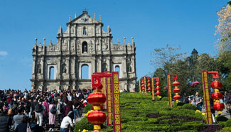 Tourists travel around Macao during Lunar New Year holiday