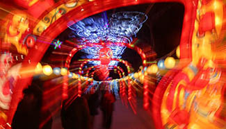 Tourists visit Spring Festival lantern fair in China's Hebei