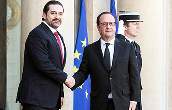 French president meets visiting Lebanese PM in Paris