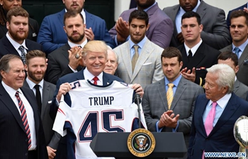 Trump welcomes visiting Super Bowl Champion New England Patriots in White House