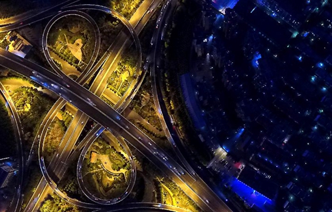 Aerial views of overpasses in north China's Tianjin