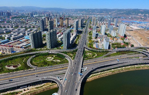 Aerial view of Taiyuan in north China's Shanxi