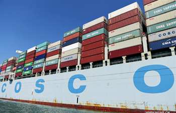 Merchant Vessel COSCO Netherlands crosses Suez Canal