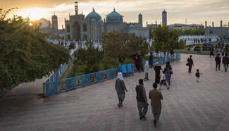 People visit Blue Mosque in Mazar-e-Sharif, Afghanistan