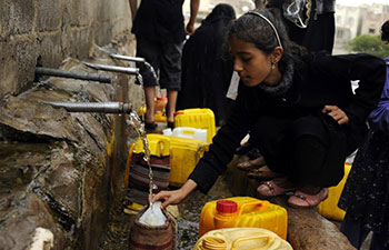 People face clean water shortage in Sanaa, Yemen