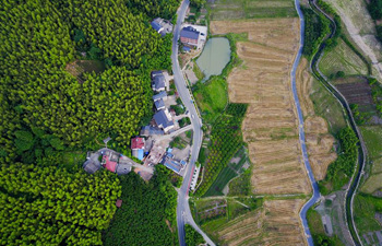 Aerial view of Liutang Village of Anji City, E China's Zhejiang