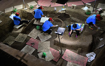 Inside excavation site of Zheng State tomb in central China