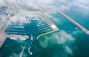 Aerial view of coastal city Qingdao