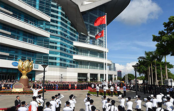 Flag-raising ceremony held to celebrate 20th anniv. of HK's return to motherland