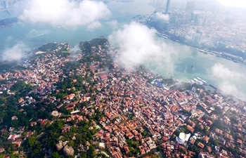 Aerial photos show historic buildings on Gulangyu island, SE China