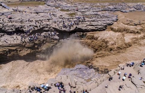 Aerial photos show Hukou Waterfall of Yellow River