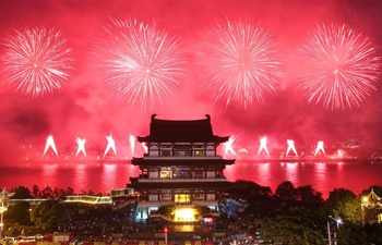 China's Hunan holds firework show marking PLA founding anniv.