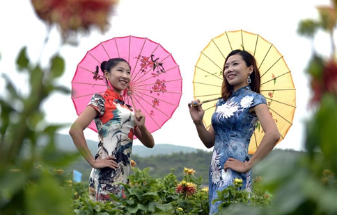 Cheongsam lovers participate in show in N China