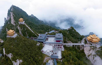 Aerial view of Laojun Mountain scenic area in C China's Henan
