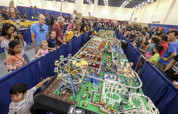 Children attend Brick Fest Live LEGO Fan Experience in Pasadena, U.S.
