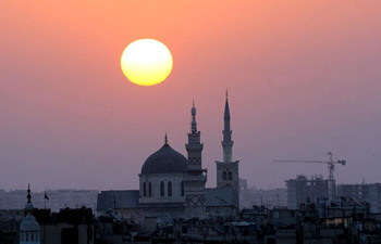 Sunrise seen in old quarter of Damascus