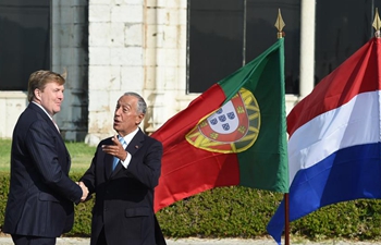 Portuguese president greets visiting Dutch king in Lisbon