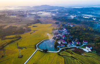 Aerial view of Dushan Village in E China's Anhui