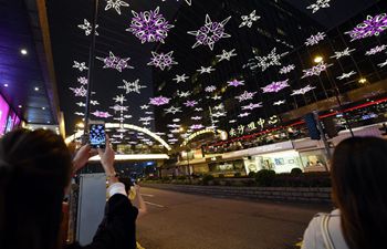 Christmas lights shine in Tsim Sha Tsui of Hong Kong