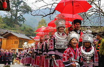 Miao ethnic group celebrates traditional New Year festival in S China