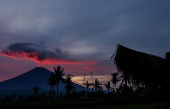 Mount Agung spews volcanic ash
