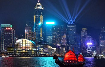 Nightly light show held in Victoria Harbour, HK