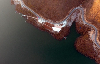 Aerial view of Danjiangkou Reservoir in central China's Henan