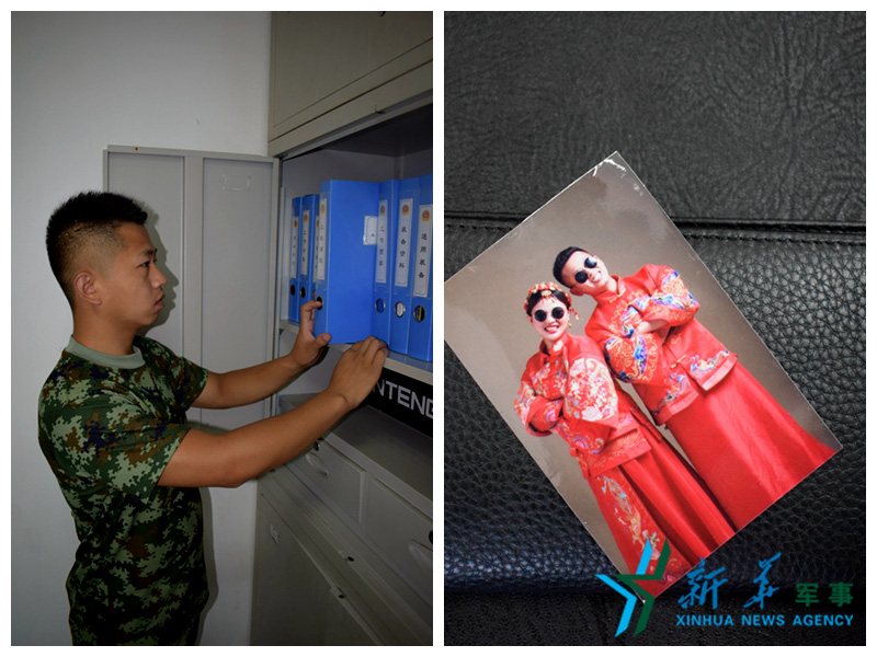 ↑李钦涛，武警北京总队七支队战士，到今年七夕结婚1个月零1天。由于工作原因，结婚后第20天就回到了工作岗位。姜润邈 摄