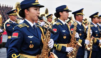 PLA military band: music notes at V-day parade