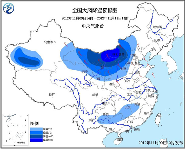 中国气象局启动四级响应应对寒潮暴雪（图）