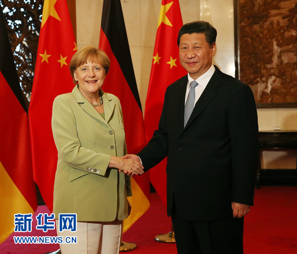 7月7日，国家主席习近平在北京钓鱼台国宾馆会见德国总理默克尔。新华社记者 刘卫兵 摄 