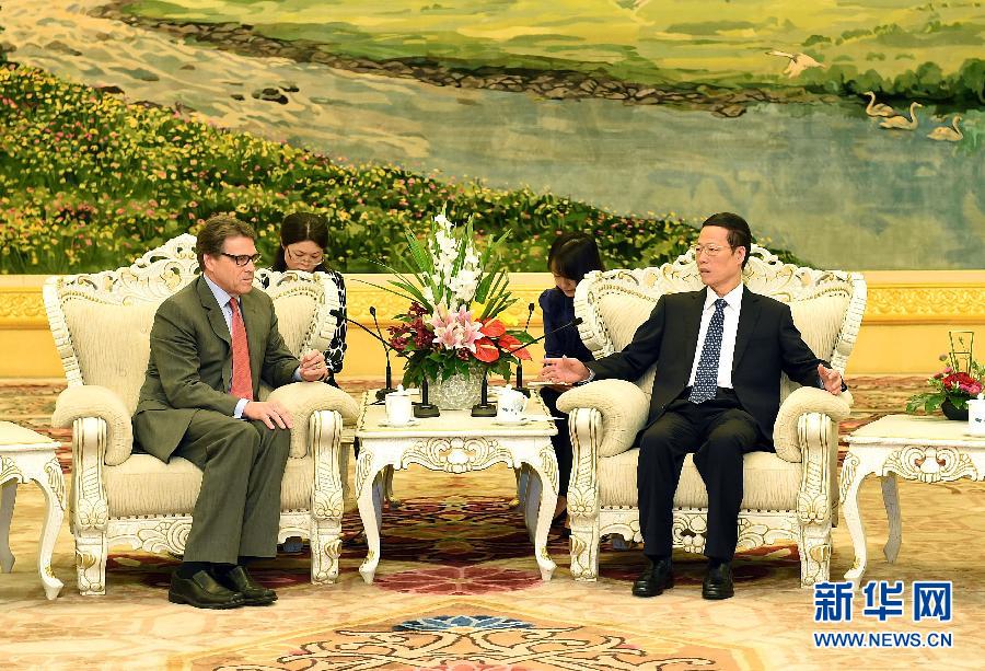 9月10日，中国国务院副总理张高丽在北京人民大会堂会见美国得克萨斯州州长里克·佩里。 新华社记者刘建生摄 
