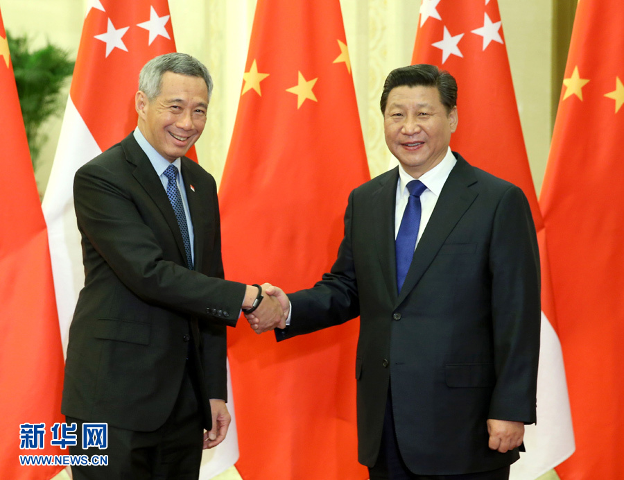 11月9日，国家主席习近平在北京人民大会堂会见新加坡总理李显龙。 新华社记者 庞兴雷 摄