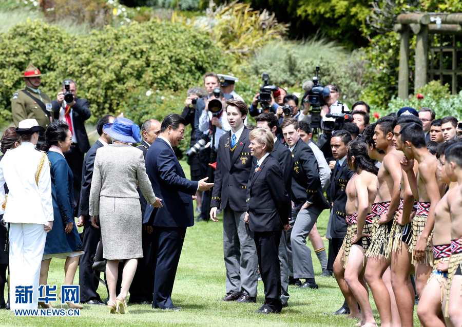  11月20日，中国国家主席习近平在惠灵顿总督府出席新西兰总督迈特帕里举行的欢迎仪式。 新华社记者丁林 摄