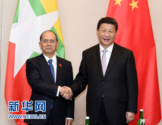 4月22日，国家主席习近平在雅加达会见缅甸总统吴登盛。新华社记者谢环驰摄