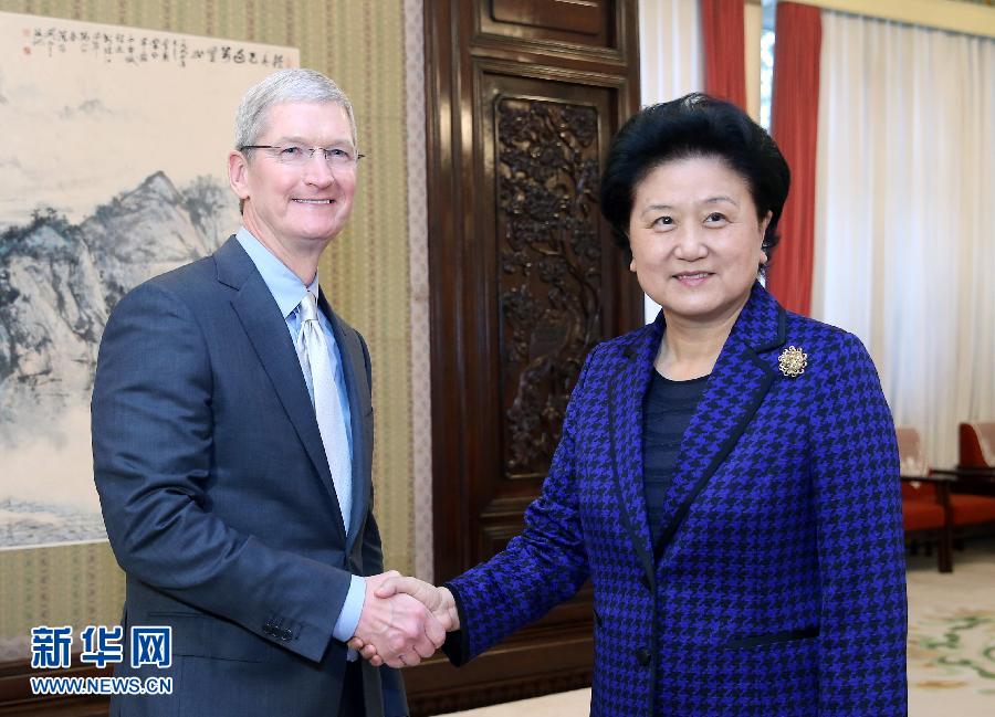 （XHDW）刘延东会见美国苹果公司首席执行官蒂姆·库克