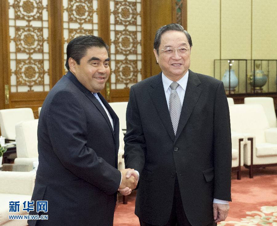7月8日，全国政协主席俞正声在北京会见墨西哥参议长巴尔沃萨。新华社记者 王晔 摄 
