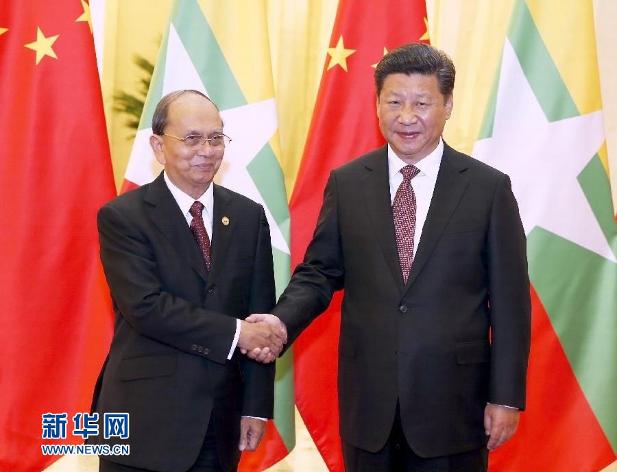 9月4日，国家主席习近平在北京人民大会堂会见缅甸总统吴登盛。新华社记者 鞠鹏 摄 