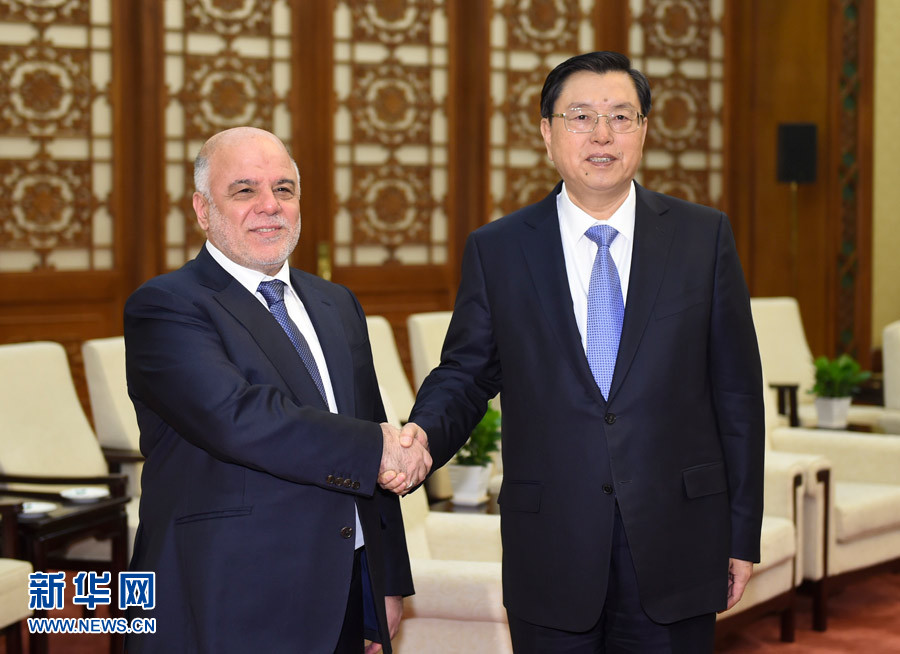 12月22日，全国人大常委会委员长张德江在北京人民大会堂会见伊拉克总理阿巴迪。 新华社记者 谢环驰 摄 