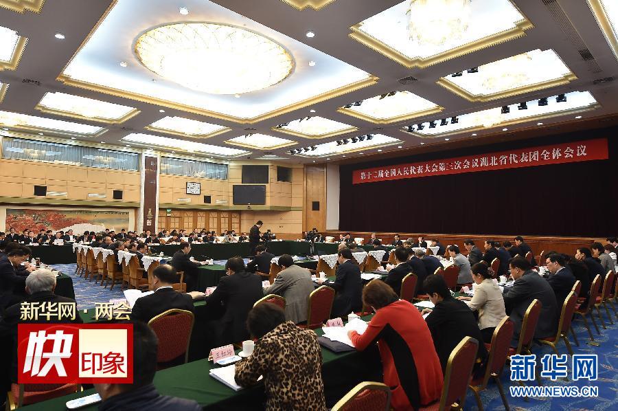 （两会）湖北省代表团举行全体会议