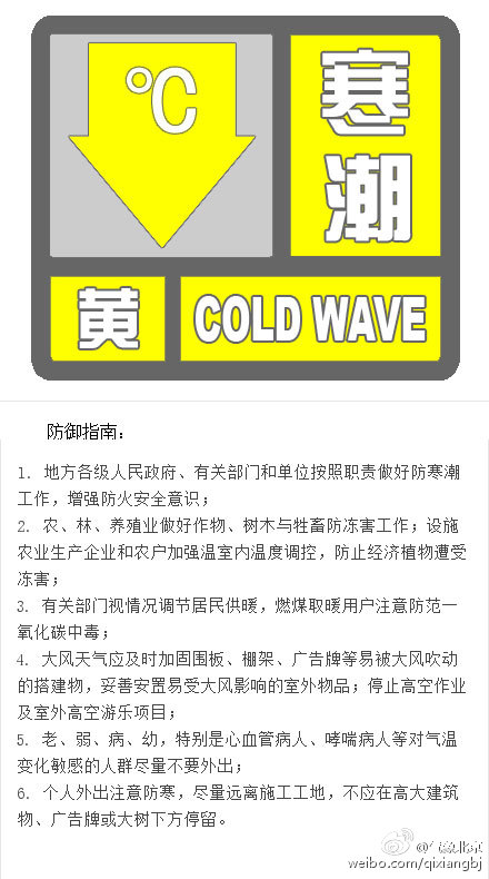 北京发布寒潮黄色预警 明后天最低温下降10℃左右