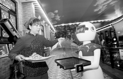 农家乐用智能机器人送菜